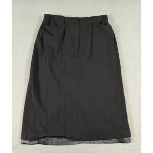 Talbots Black Wool Pencil Midi Skirt USA Made Size 12 Lined Minimalist Classic